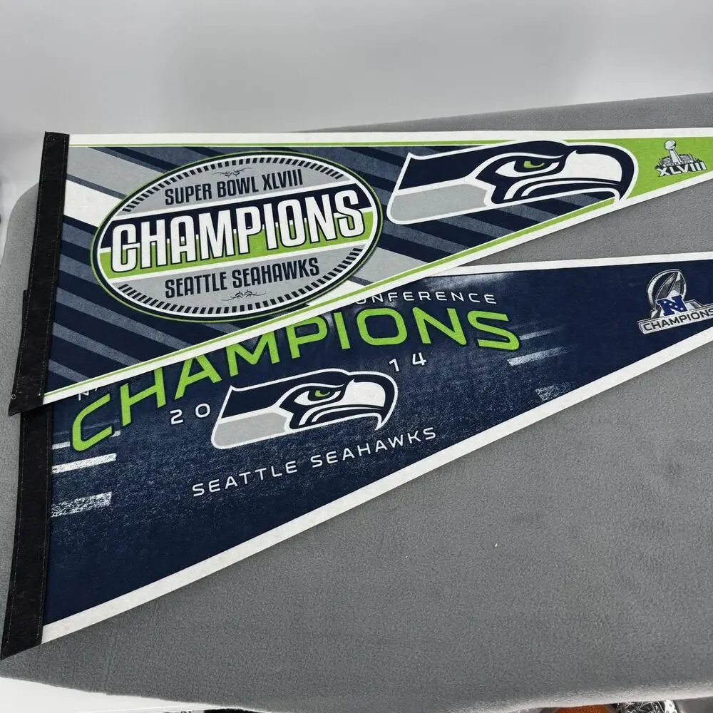 Seattle Seahawks Super Bowl XLVIII‎ Champions Pennant Lot of 2 30 Felt Banners